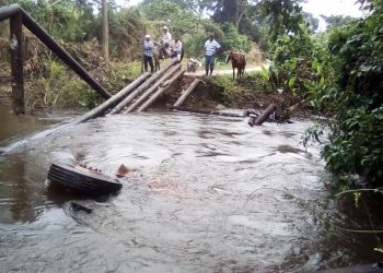 Riachuelo se tragó camión de volteo cuando intentó cruzar un puente